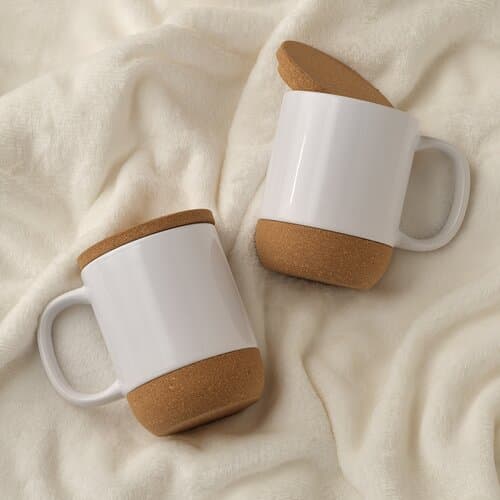 Ebro Keramik Tasse mit Kork,410 ml. Für Sublimationsdruck geeignet