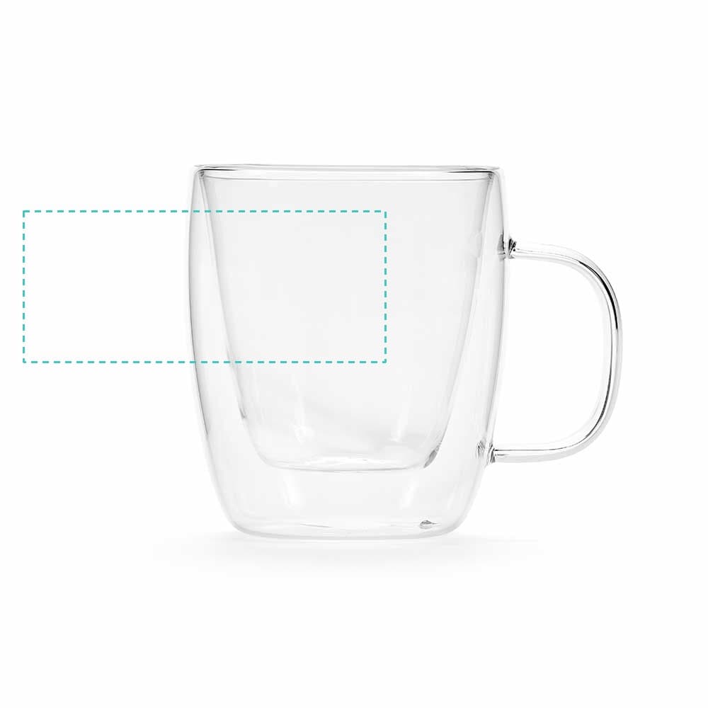 Elbe 220 Tasse aus Borosilikatglas, 250ml – Druckbeispiel Siebdruck 360º - XL, 1-farbig, 130 x 40 mm - Tasse