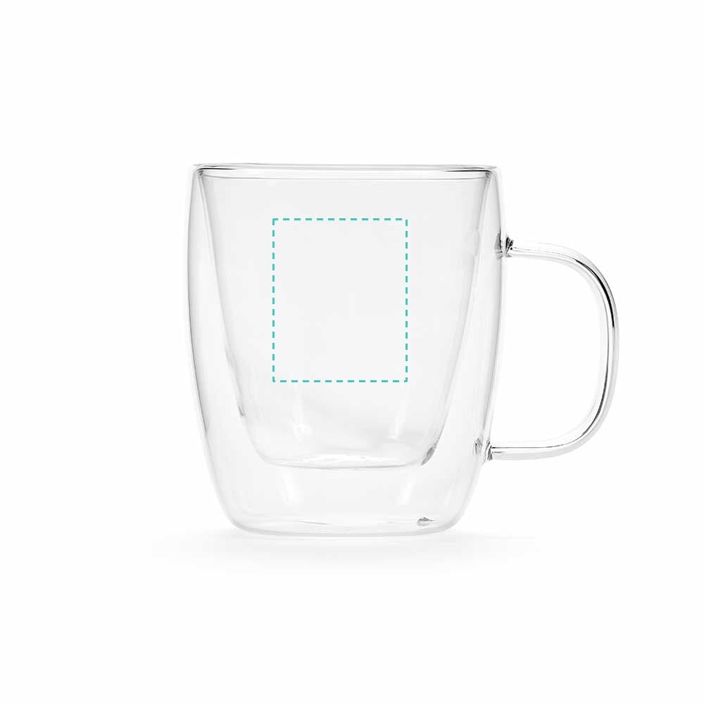 Elbe 220 Tasse aus Borosilikatglas, 250ml – Druckbeispiel Tampondruck, 30 x 40 mm - Seite 1