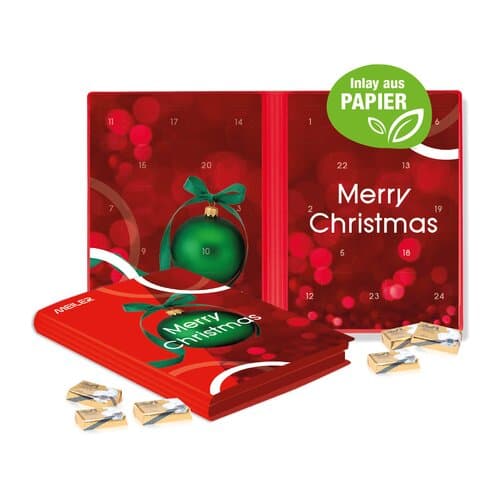 Adventskalender Weihnachtsbuch mit Lindt Schokolade, Inlay aus Papier