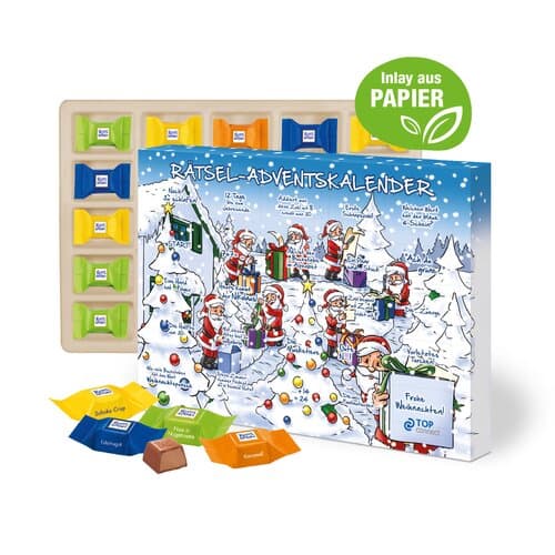 Adventskalender mit Ritter SPORT Schokowürfel, Inlay aus Papier