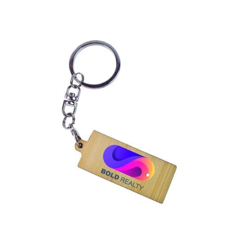 Key Ring Bamboo Rectangular 41 x 18 mm, Print in full color