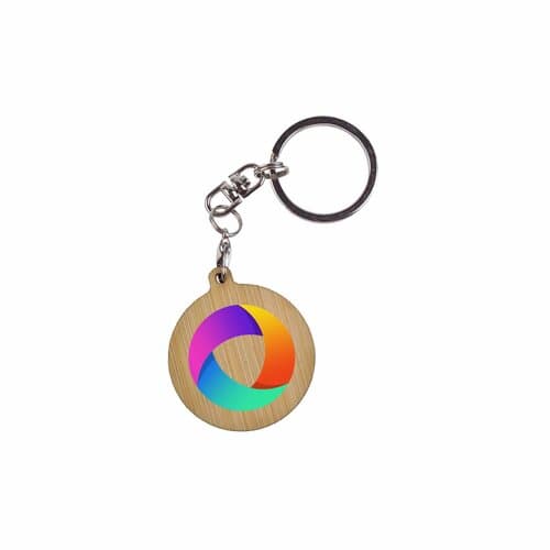 Key Ring Bamboo Round 32 mm, Print in full color
