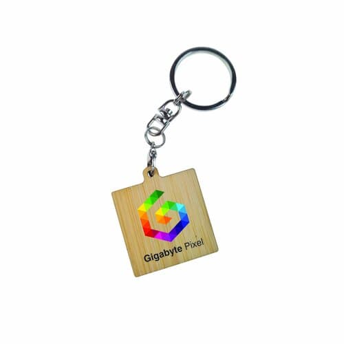 Key Ring Bamboo Square 30 mm, Print in full color