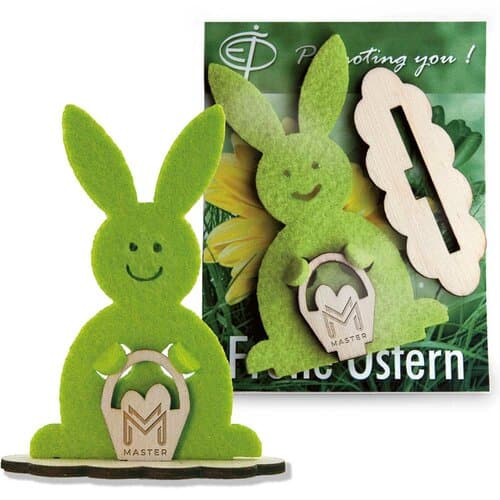 Steckfigur Hase in Werbekarte