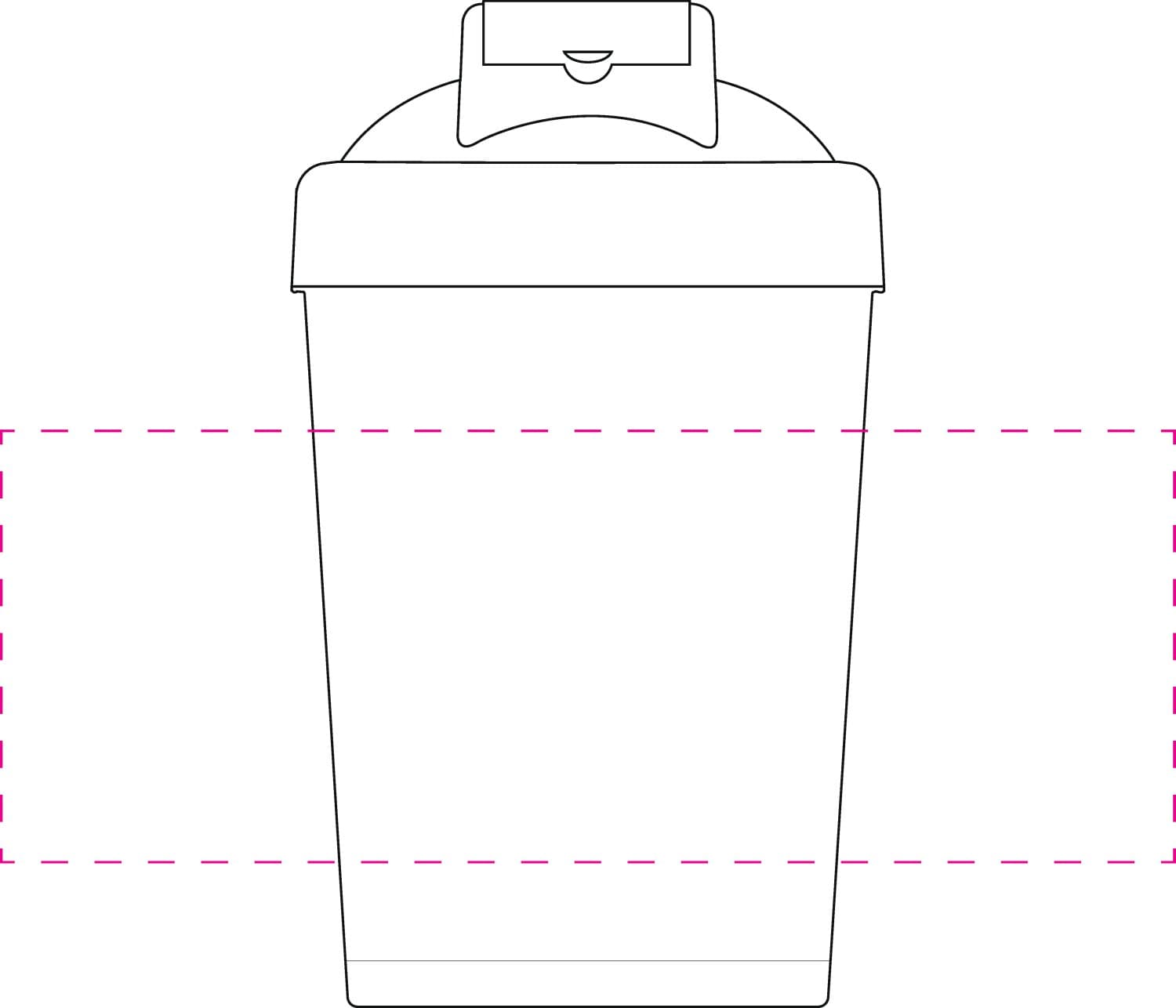 Shaker "Protein", 0,40 l – Druckbeispiel Siebdruck, 1-farbig, 70,00 x 190,00 mm - mittig seitlich gegenüber Skala