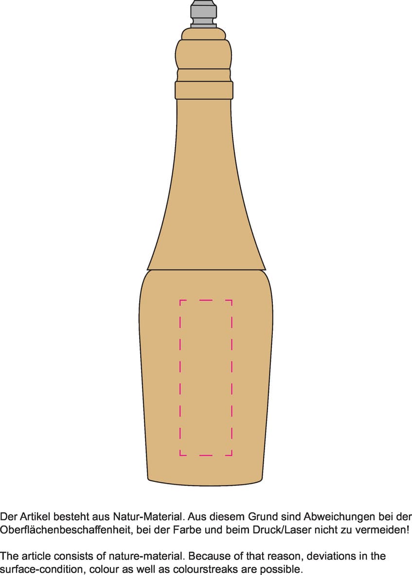 Salz und Pfeffermühlen Set "Duo", natur – Druckbeispiel CO2 Laser, 1-farbig, 60,00 x 20,00 mm - mittig