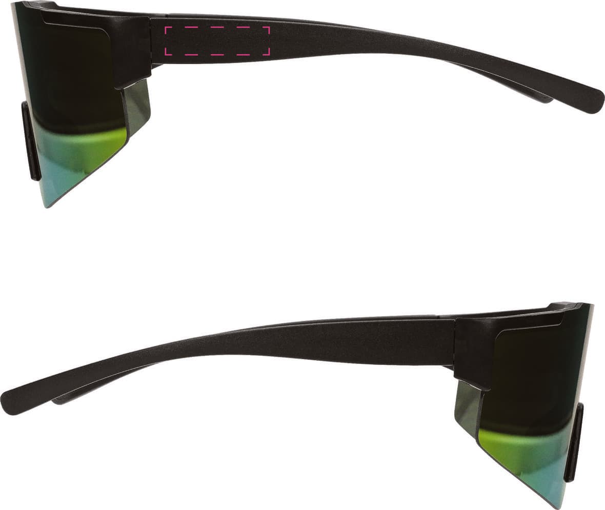 Sportbrille "Schnelle Brille" – Druckbeispiel Tampondruck, 1-farbig, 8,00 x 30,00 mm - auf linken Bügel