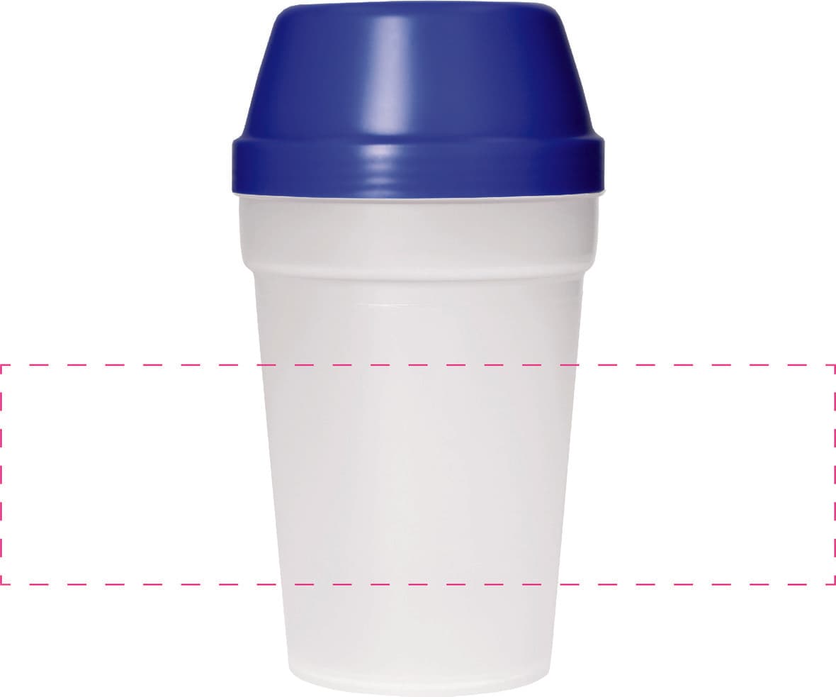 Shaker "Multi", 0,30 l – Druckbeispiel Siebdruck, 1-farbig, 50,00 x 190,00 mm - rundum auf Becher