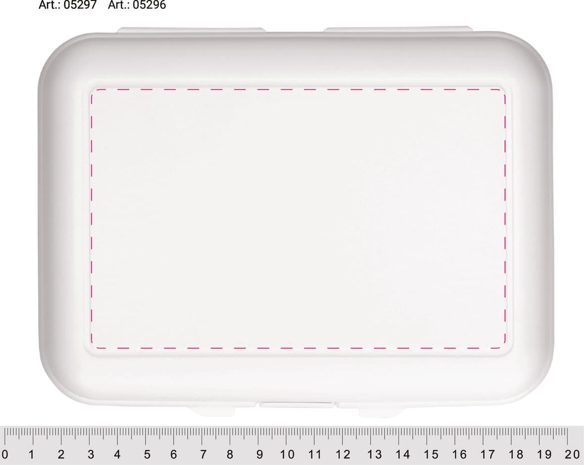 Vorratsdose "School-Box" deluxe, mit Trennschale – Druckbeispiel UV-Digitaldruck, 92,00 x 147,00 mm - mittig