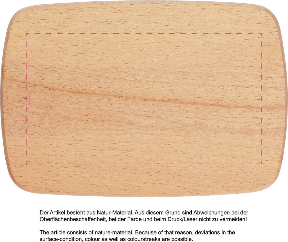 Schneidbrett "Woody" Rechteck – Druckbeispiel CO2 Laser, 1-farbig, 100,00 x 180,00 mm - mittig auf VS