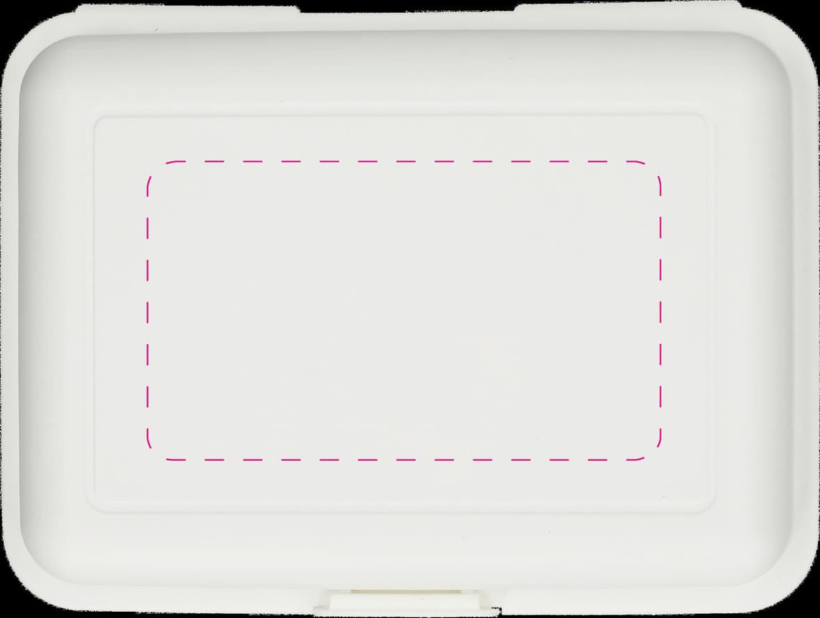 Vorratsdose "SchoolBox" groß aus anteilig biob. Kunststoff – Druckbeispiel Siebdruck, 1-farbig, 64,00 x 110,00 mm - mittig auf Deckel