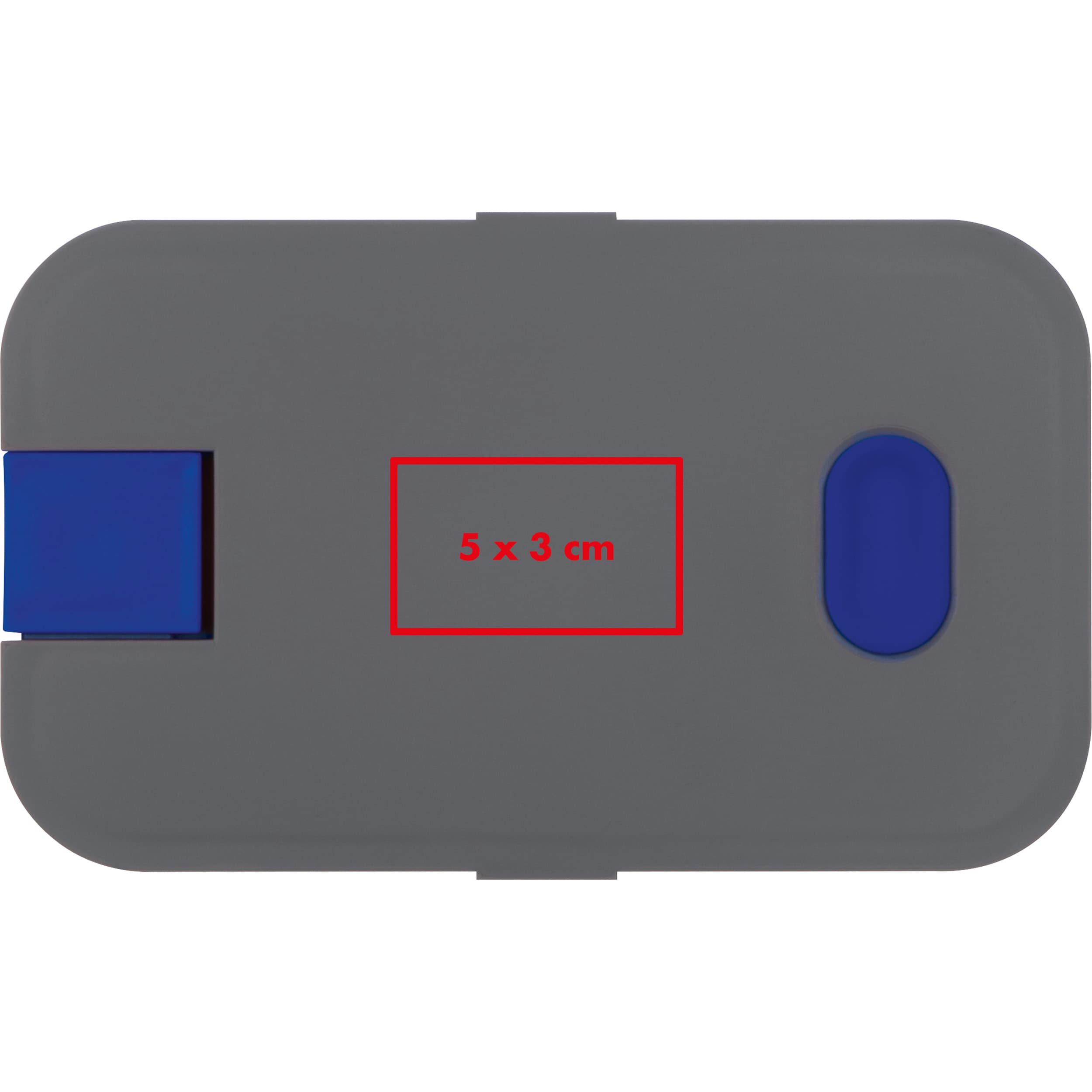 Lunchbox Flensburg – Druckbeispiel Tampondruck, 5 x 3 cm - Auf dem Deckel