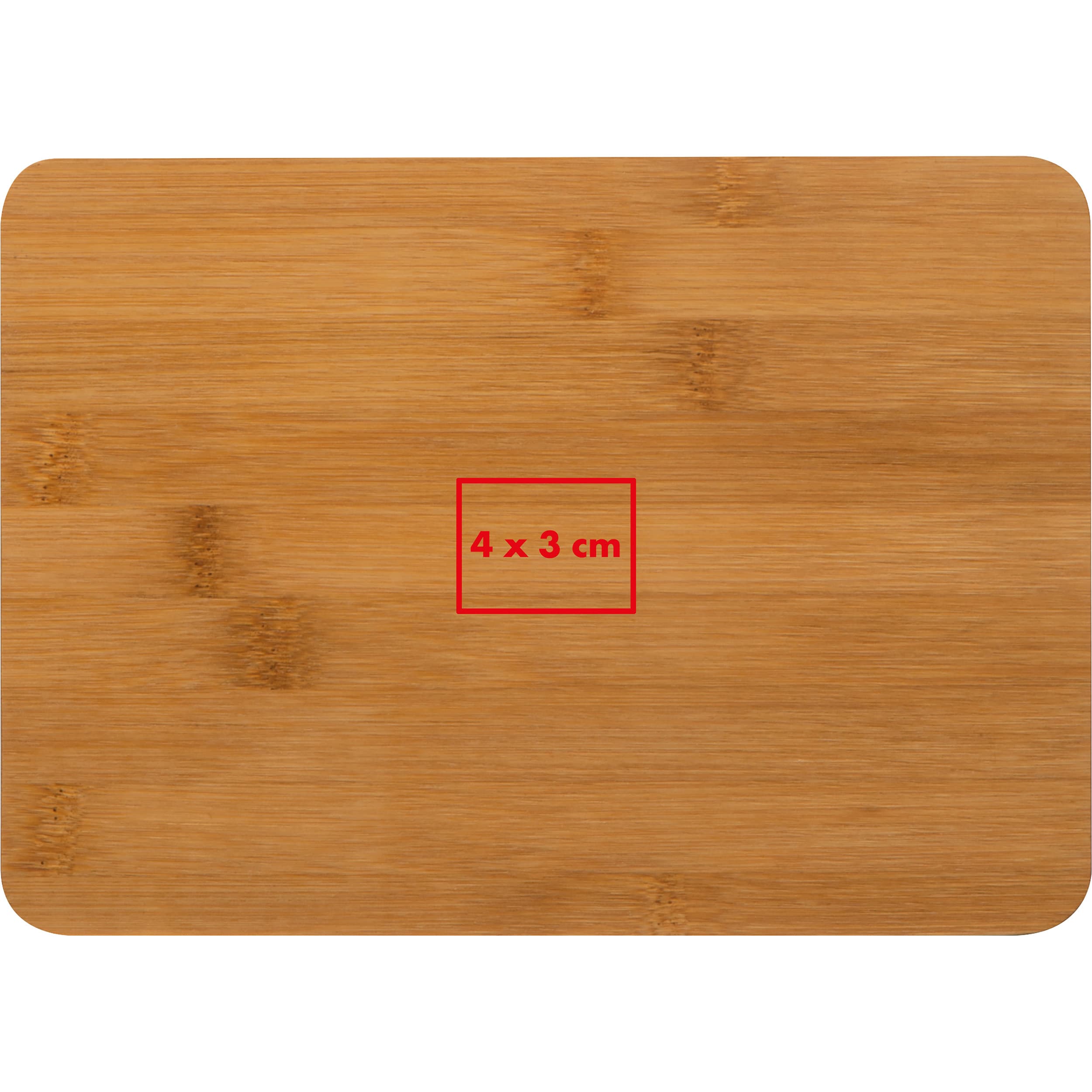 Bambus Schneidebrett Bressanone – Druckbeispiel Lasergravur, 1-farbig, 4 x 3 cm - Mittig