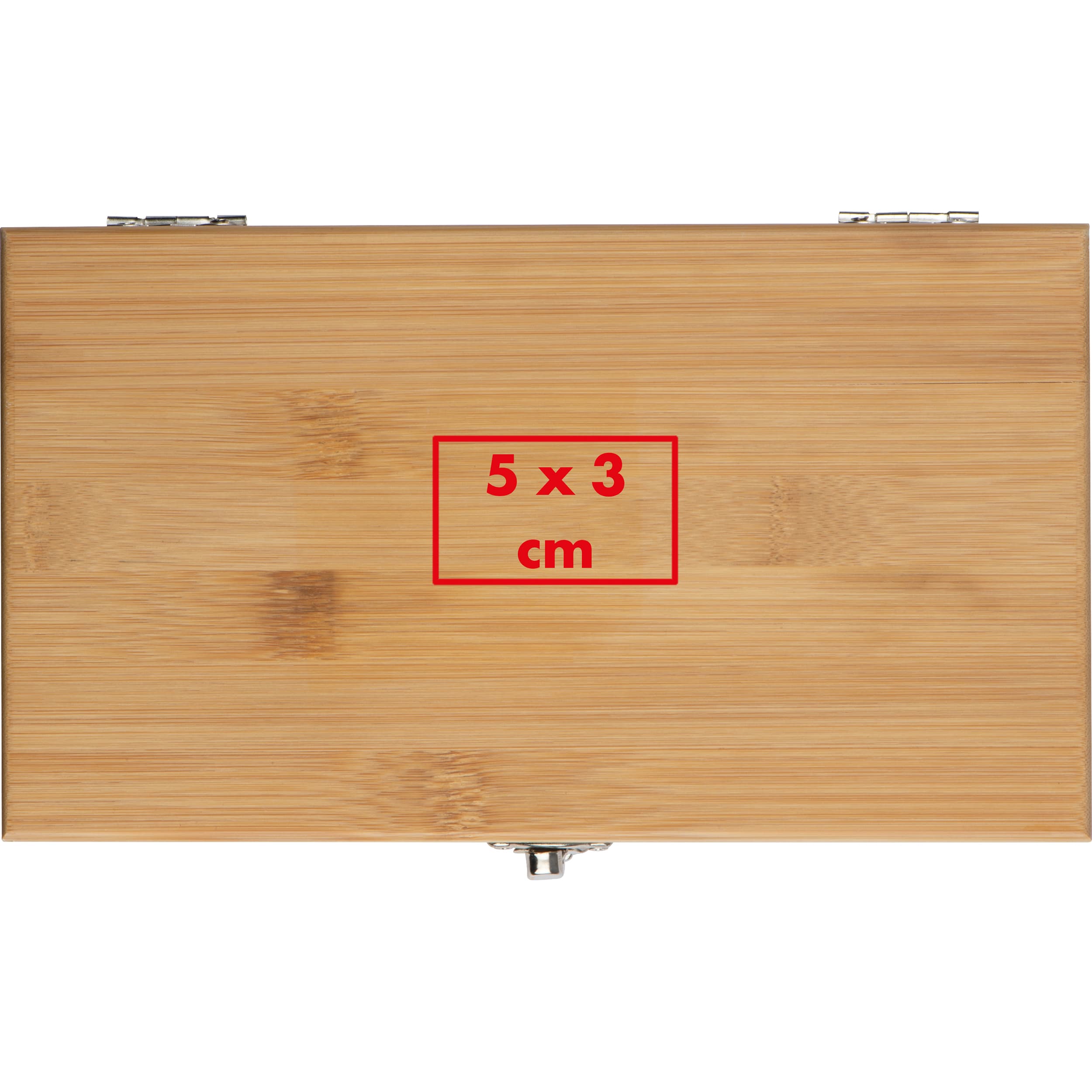 Weinset Grosseto – Druckbeispiel Lasergravur, 1-farbig, 5 x 3 cm - Auf dem Deckel
