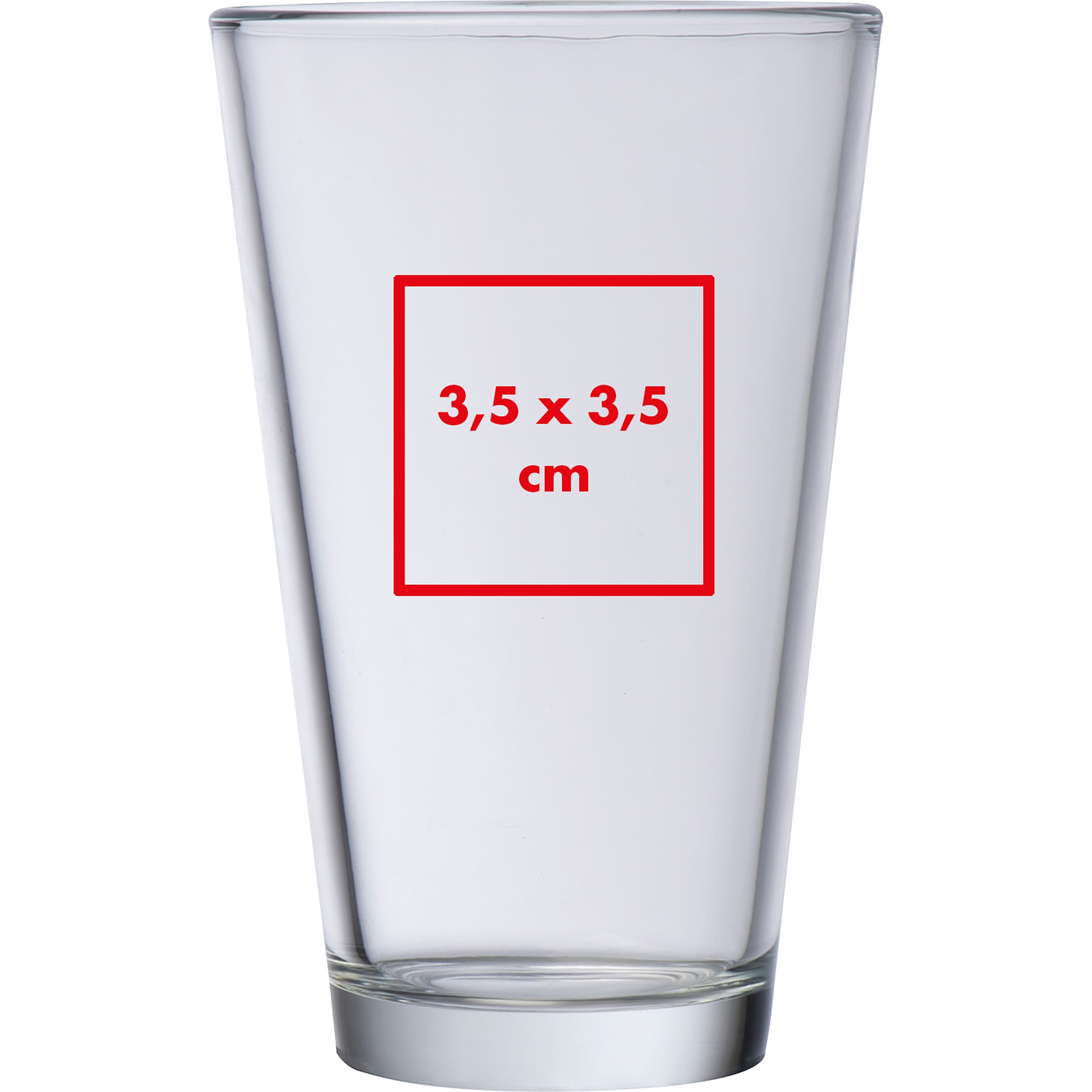 Trinkglas Shanghai – Druckbeispiel Tampondruck, 3,5 x 3,5 cm - Mittig