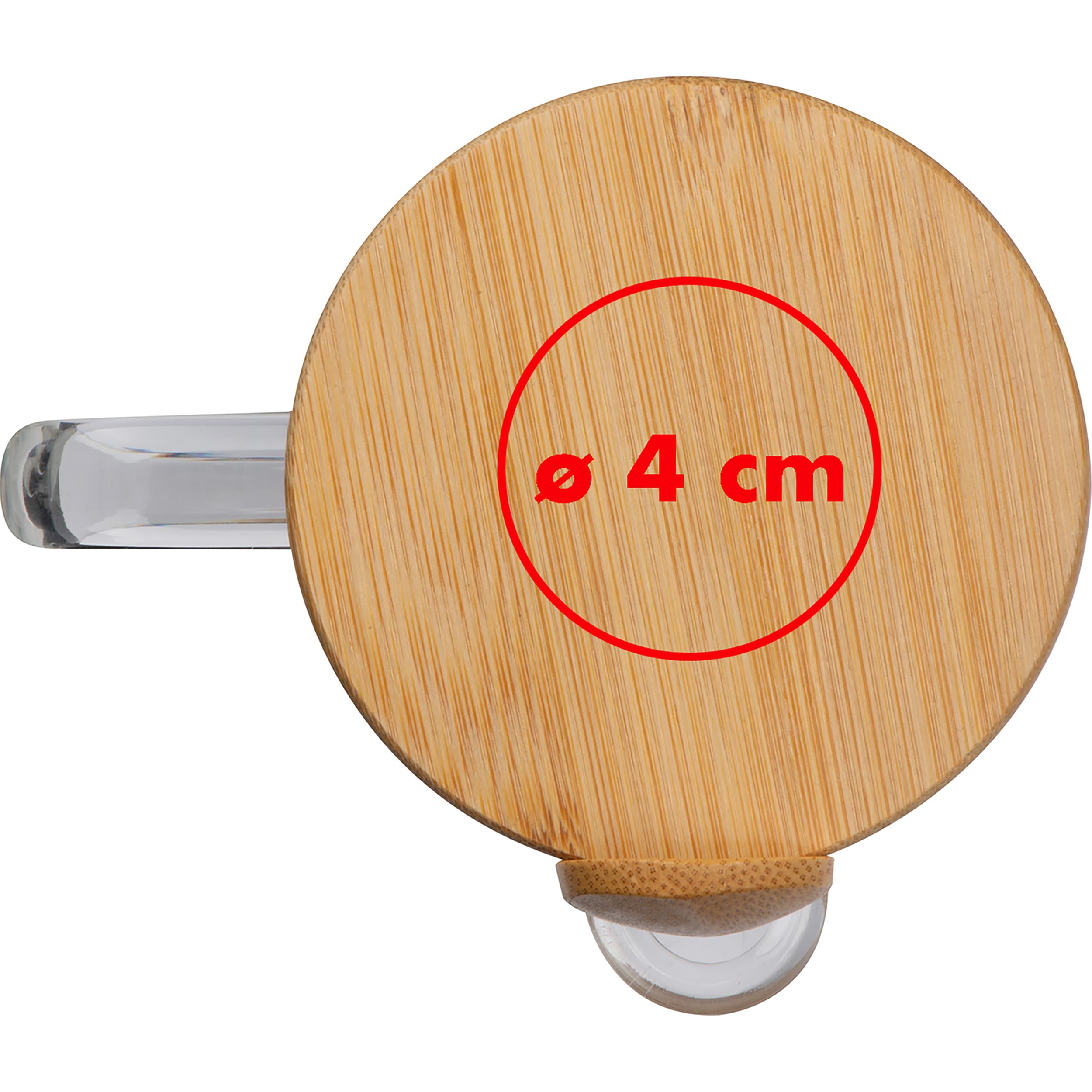 Glastasse Jackson – Druckbeispiel Lasergravur, 1-farbig, ø 4 cm - Auf dem Deckel
