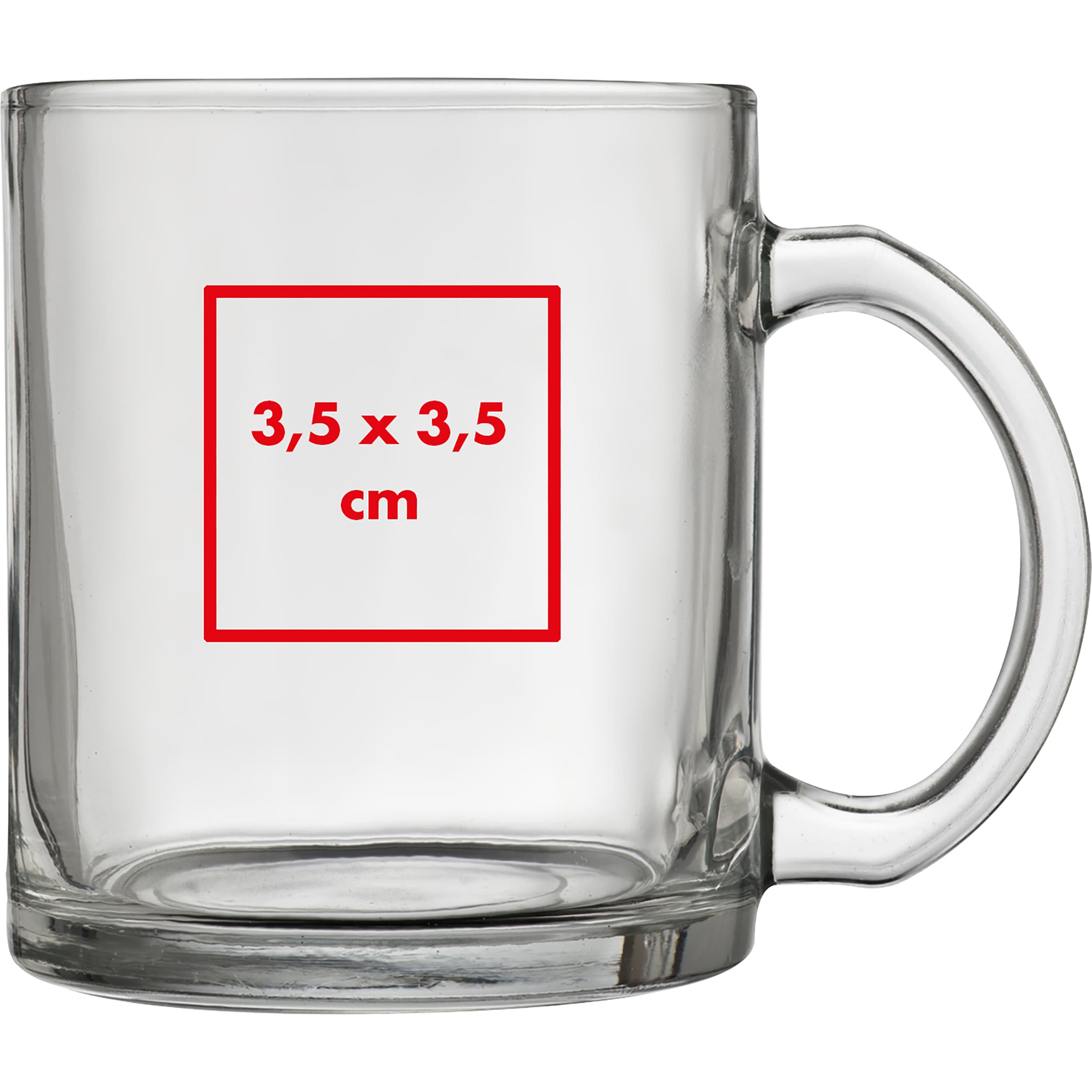 Glastasse Limerick – Druckbeispiel Tampondruck, 3,5 x 3,5 cm - Auf dem Becher