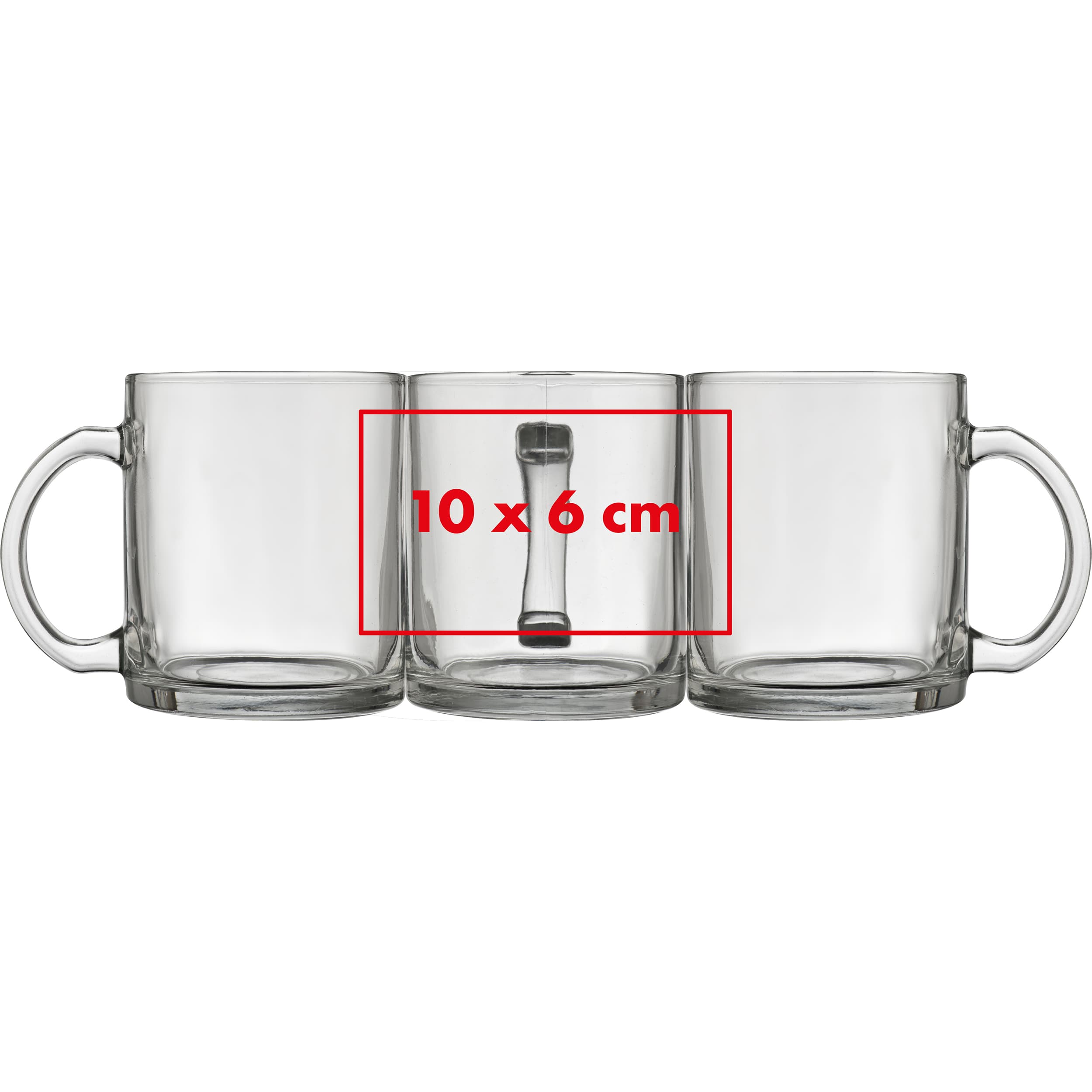Glastasse Limerick – Druckbeispiel Keramiktransfer mit Unterlegung, 1-farbig, 10 x 6 cm - Auf dem Becher