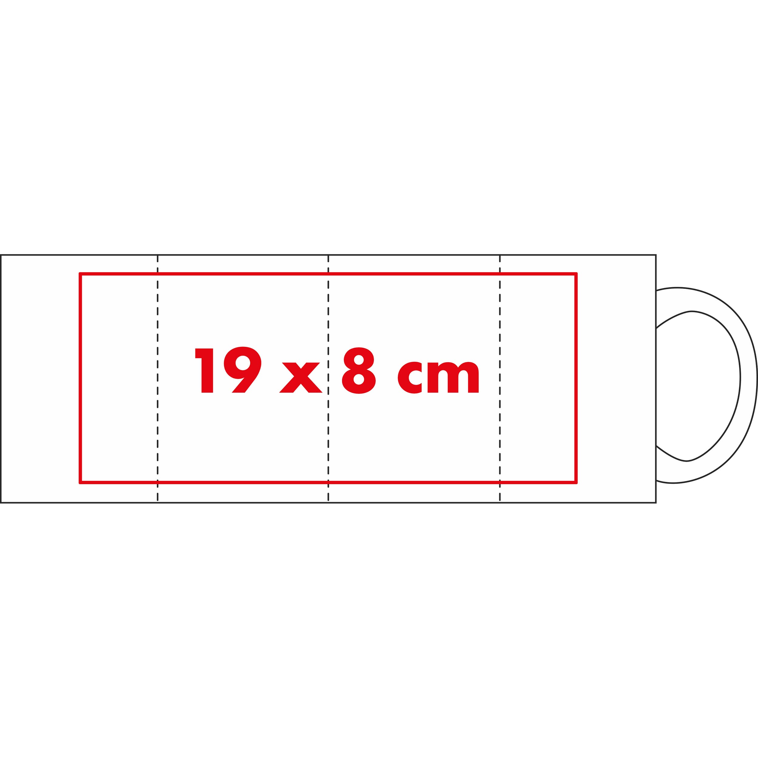 Sublimationstasse Colour-Changing Sirmione – Druckbeispiel Sublimationsdruck, 1-farbig, 19 x 8 cm - Auf dem Becher