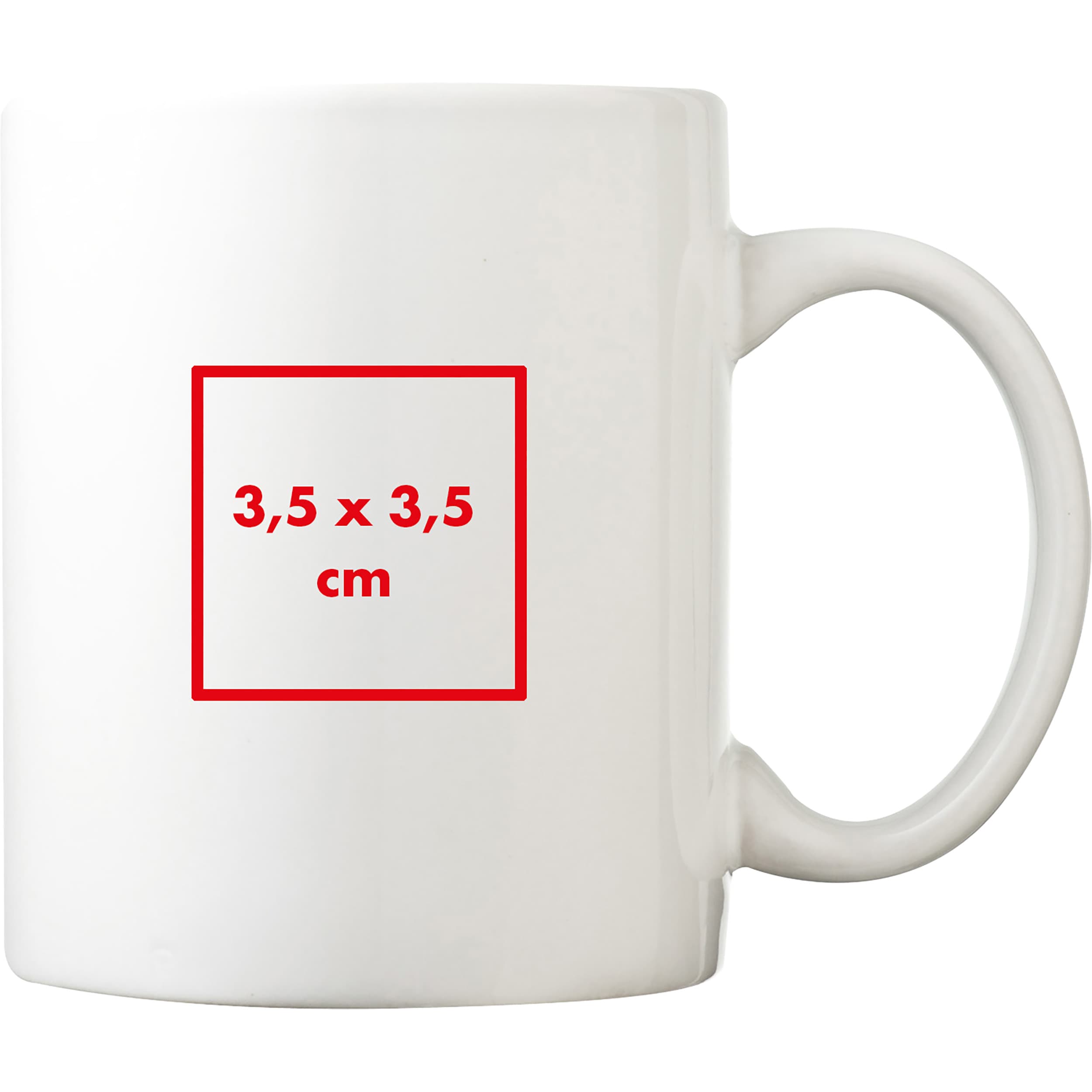 Keramiktasse Bangalore – Druckbeispiel Tampondruck, 3,5 x 3,5 cm - Auf dem Becher