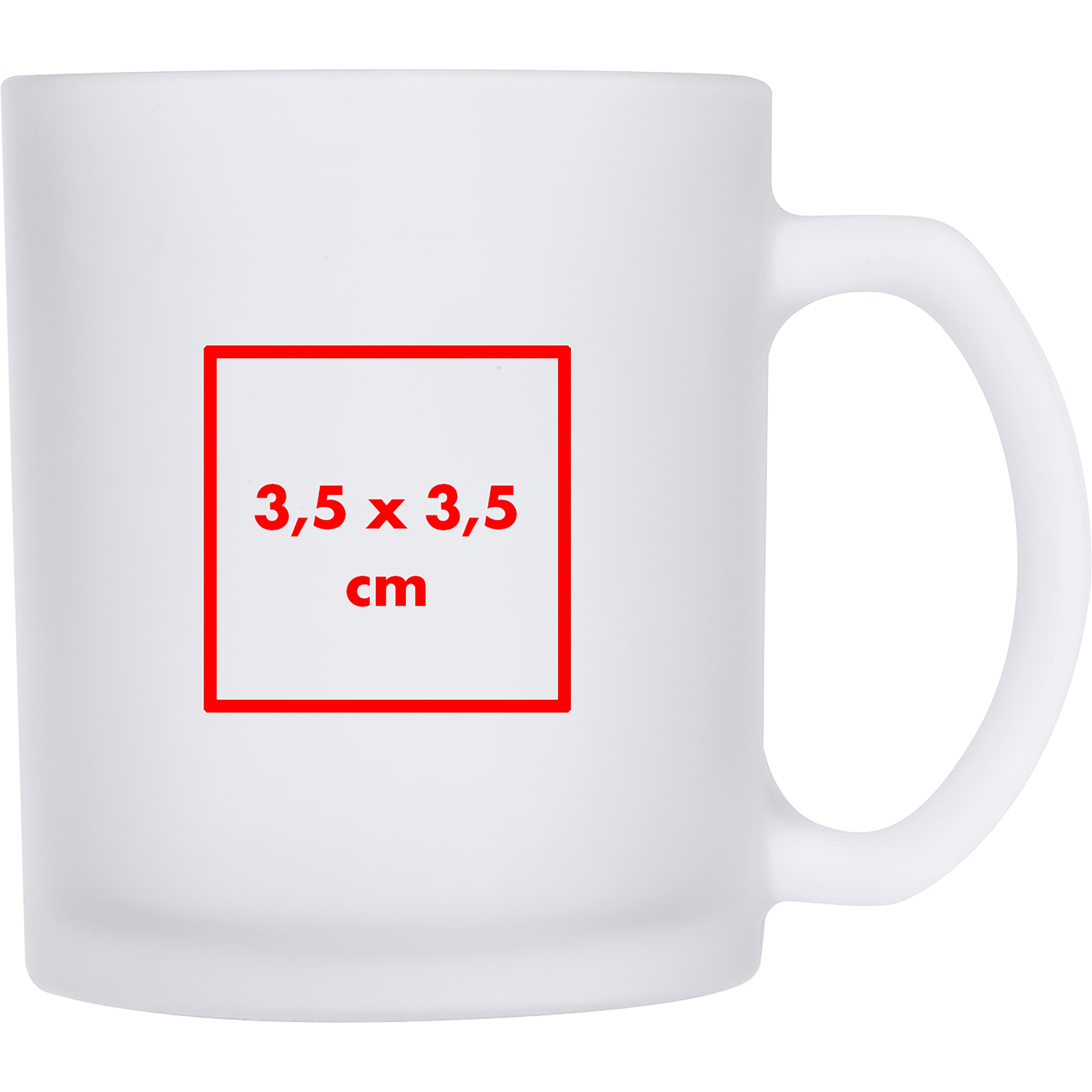 Glaskaffeebecher Genova – Druckbeispiel Tampondruck, 3,5 x 3,5 cm - Auf dem Becher