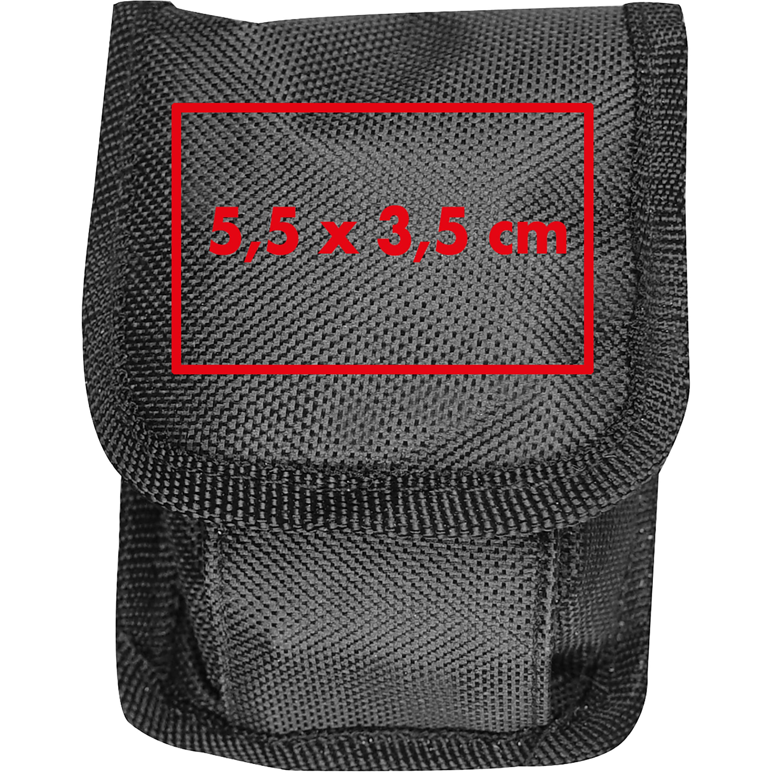 Fahrrad-Reparaturset Minneapolis – Druckbeispiel Siebdrucktransfer, 1-farbig, 5,5 x 3,5 cm - Auf dem Taschenüberschlag
