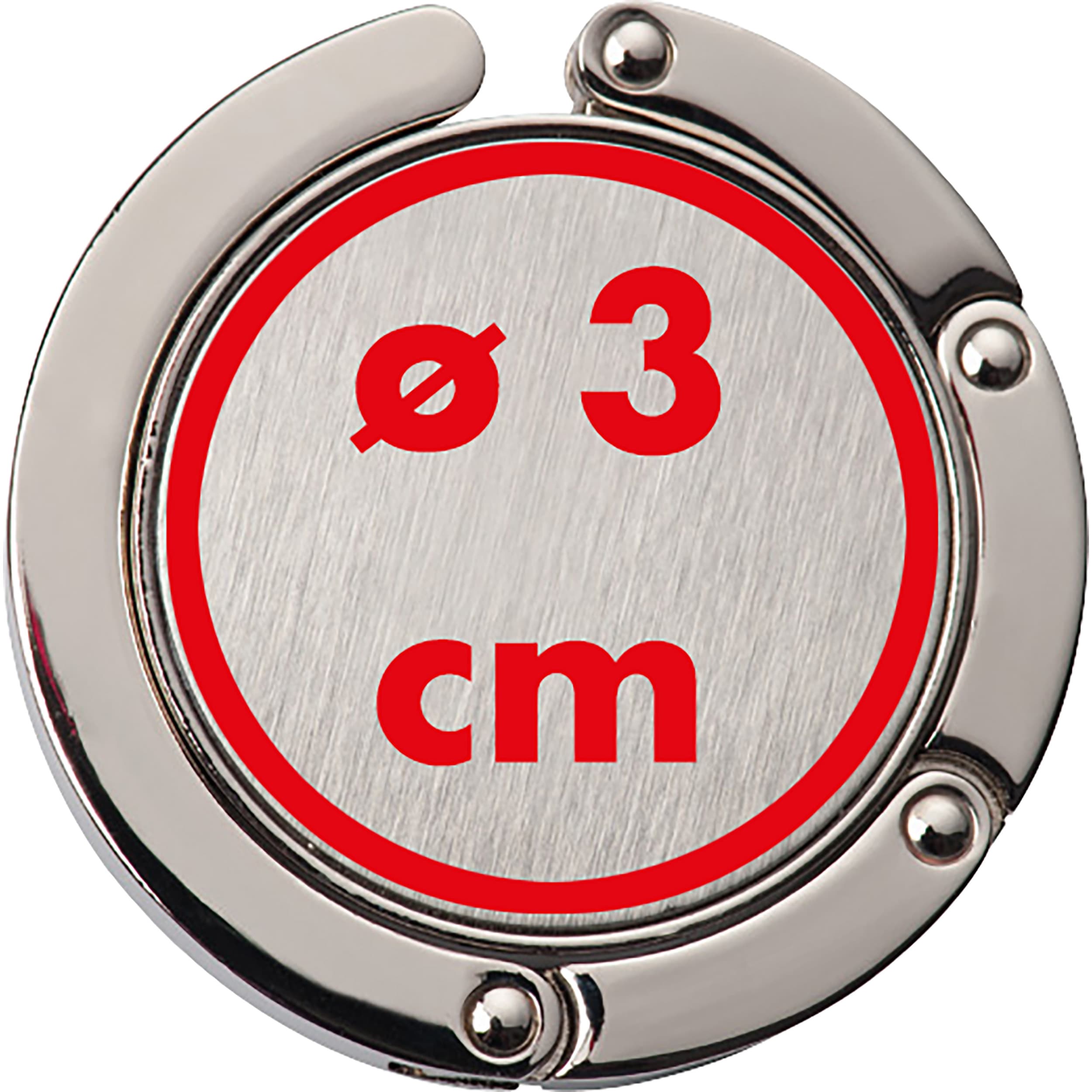Metall-Handtaschenhalter Rose Hill – Druckbeispiel Doming, ø 3 cm - Mittig