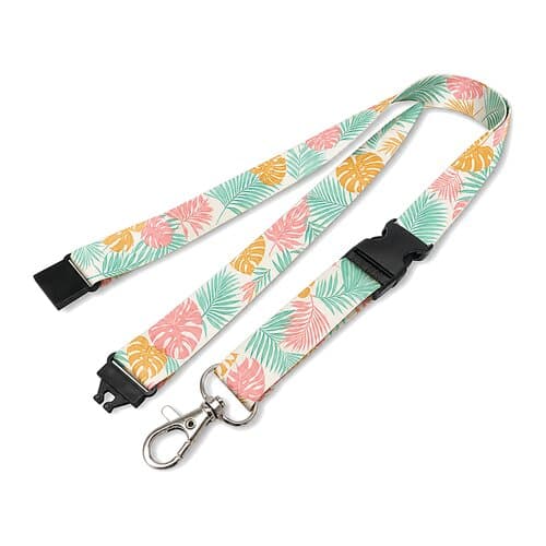 Nachhaltiges rPET Schlüsselband Lanyard mit Karabinerhaken, Schnappverschluss und Sicherheitsclip