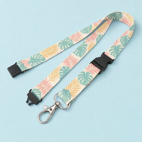 Nachhaltiges rPET Schlüsselband Lanyard mit Karabinerhaken, Schnappverschluss und Sicherheitsclip