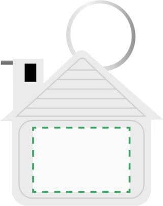 Maßband-Schlüsselanhänger Dane | Kunststoff | 2 Meter | Hausform – Druckbeispiel Tampondruck, 1-farbig, 30 x 20mm, Ø 0mm - Rückseite