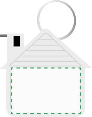 Maßband-Schlüsselanhänger Dane | Kunststoff | 2 Meter | Hausform – Druckbeispiel Doming, 38 x 25mm, Ø 0mm - Rückseite