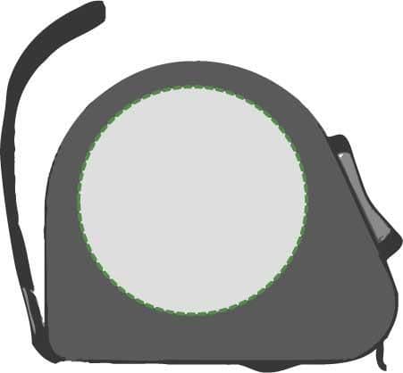 Maßband Caroline | Kunststoff | 5 Meter – Druckbeispiel Tampondruck, 0 x 0mm, Ø 45mm - Vorderseite