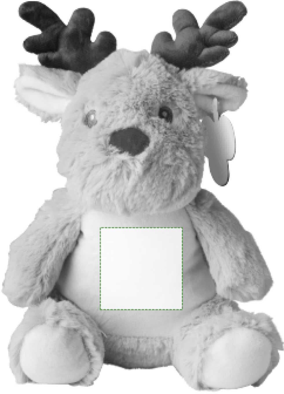 Kuscheltier Everly | Rentier – Druckbeispiel Transferdruck, 50 x 50mm - Auf dem Bauch