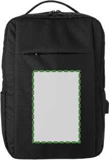 Laptop-Rucksack Jesse | 16 Zoll | USB-Port – Druckbeispiel Siebdruck, 1-farbig, 130 x 200mm - Tasche auf der Vorderseite