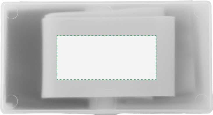 Widerstandsbänder Bettina | 3 St. | Kunststoffbehälter – Druckbeispiel Siebdruck, 1-farbig, 90 x 40mm, Ø 0mm - Oben