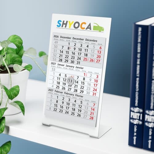 Tischkalender Desktop 3 Color Metallaufsteller farbbeschichtet