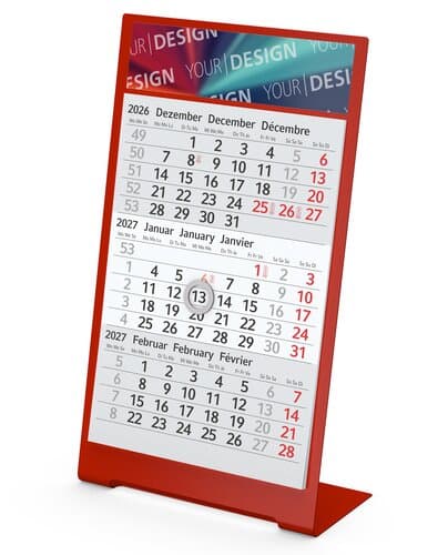 Tischkalender Desktop 3 Color Metallaufsteller farbbeschichtet