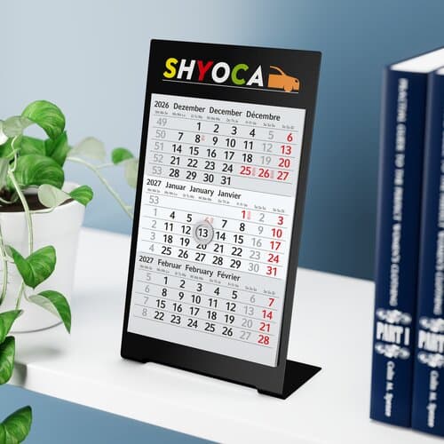 Tischkalender Desktop 3 Color Metallaufsteller farbbeschichtet