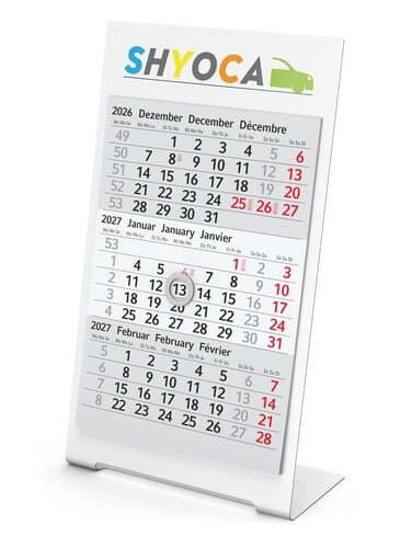 Tischkalender Desktop 3 Color Metallaufsteller farbbeschichtet