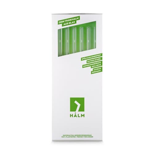 Set mit sechs Glastrinkhalmen, inkl. Reinigungsbürste