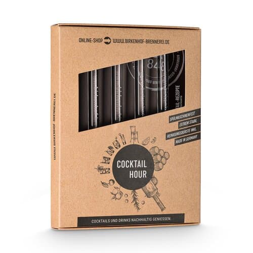 Set mit vier Glastrinkhalmen, inkl. Reinigungsbürste