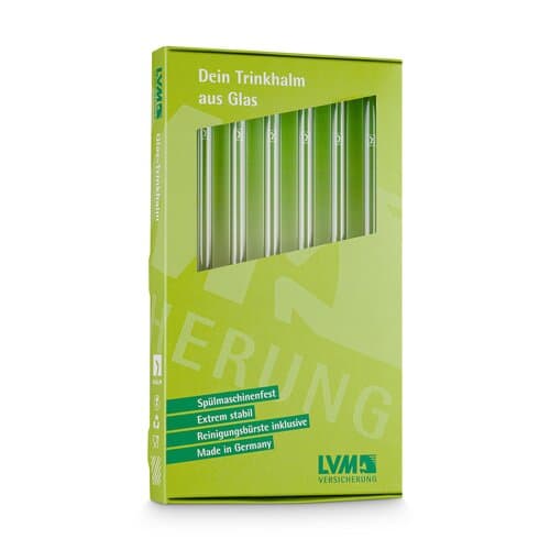 Set mit sechs Glastrinkhalmen, inkl. Reinigungsbürste