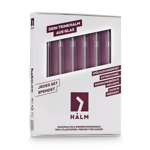 Set mit sechs Glastrinkhalmen, inkl. Reinigungsbürste