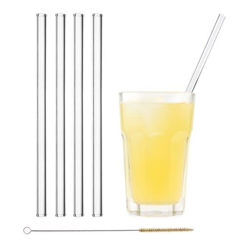 Set mit vier Glastrinkhalmen, inkl. Reinigungsbürste