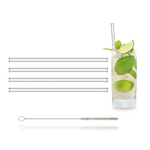 Set mit vier Glastrinkhalmen, inkl. Reinigungsbürste