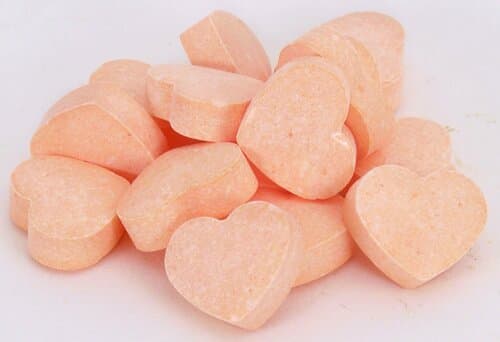 Traubenzucker-Herzchen Zitrone im Süßen Kissen mit Etikett