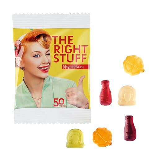 Fruchtgummi STANDARD-Formen 10 g im kompostierbaren Tütchen