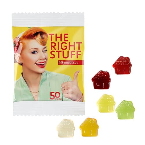 Fruchtgummi STANDARD-Formen 10 g im kompostierbaren Tütchen