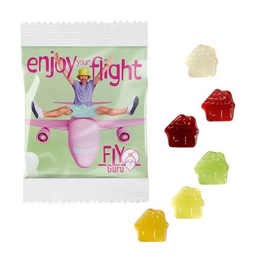 VEGANE Fruchtgummi STANDARD-Formen 10 g im kompostierbaren Tütchen